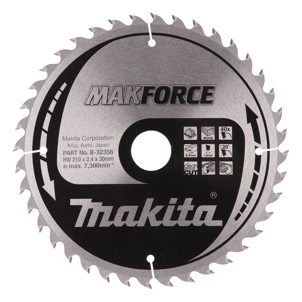 Makita MAKFORCE Circular Saw Blade for Wood Cutting 210mm 40T 30mm