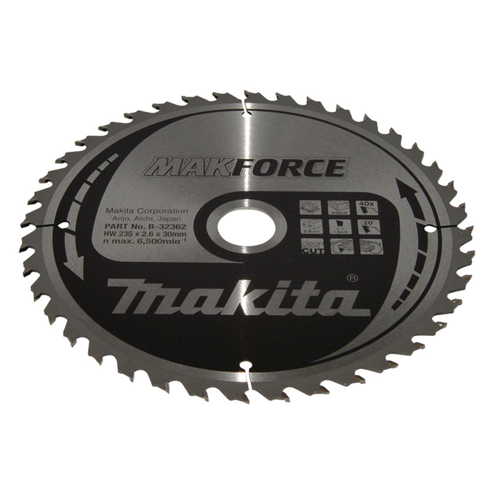 Makita MAKFORCE Circular Saw Blade for Wood Cutting 235mm 40T 30mm