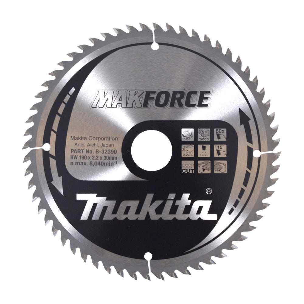 Makita MAKFORCE Circular Saw Blade for Wood Cutting 190mm 40T 15.8mm
