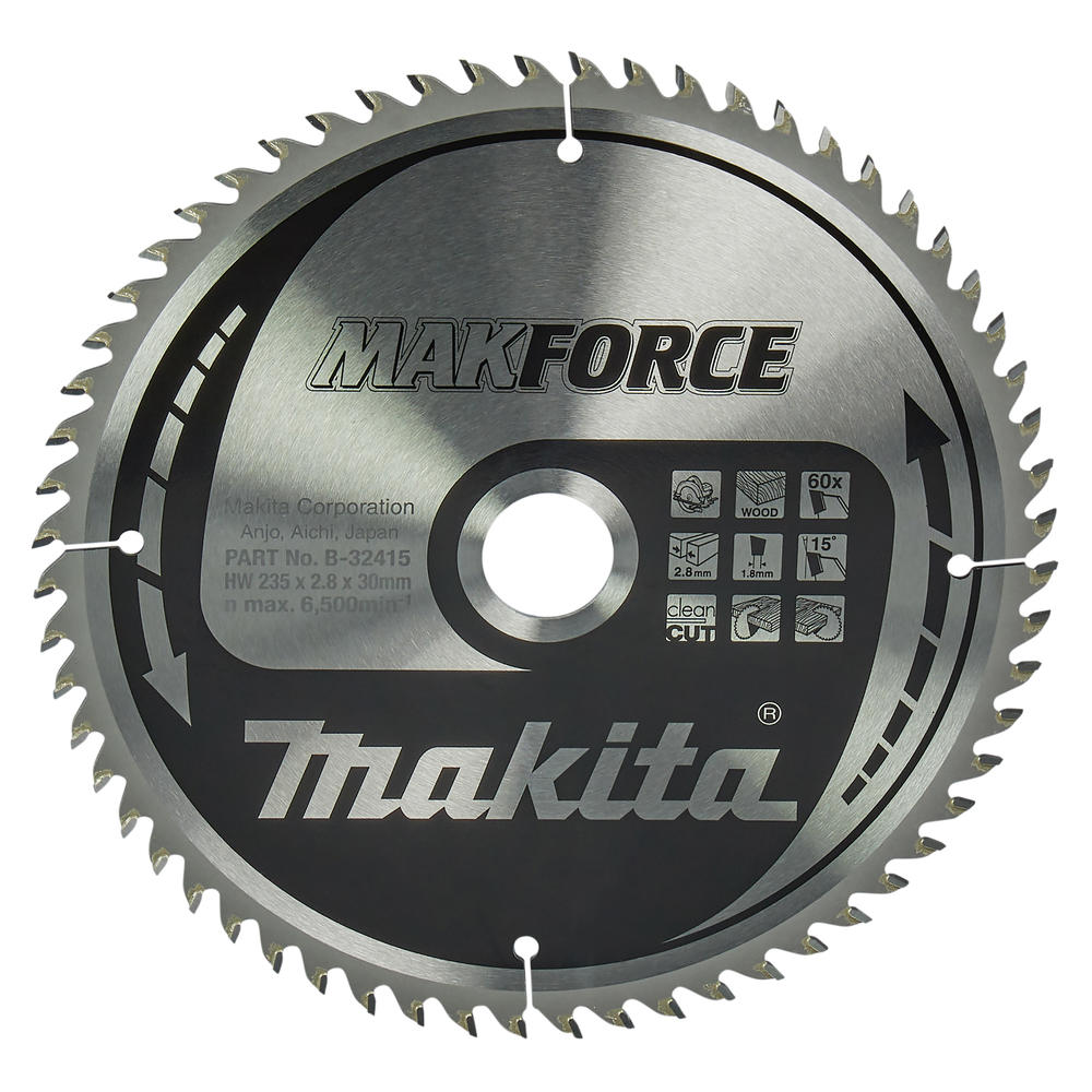 Makita MAKFORCE Circular Saw Blade for Wood Cutting 235mm 60T 30mm