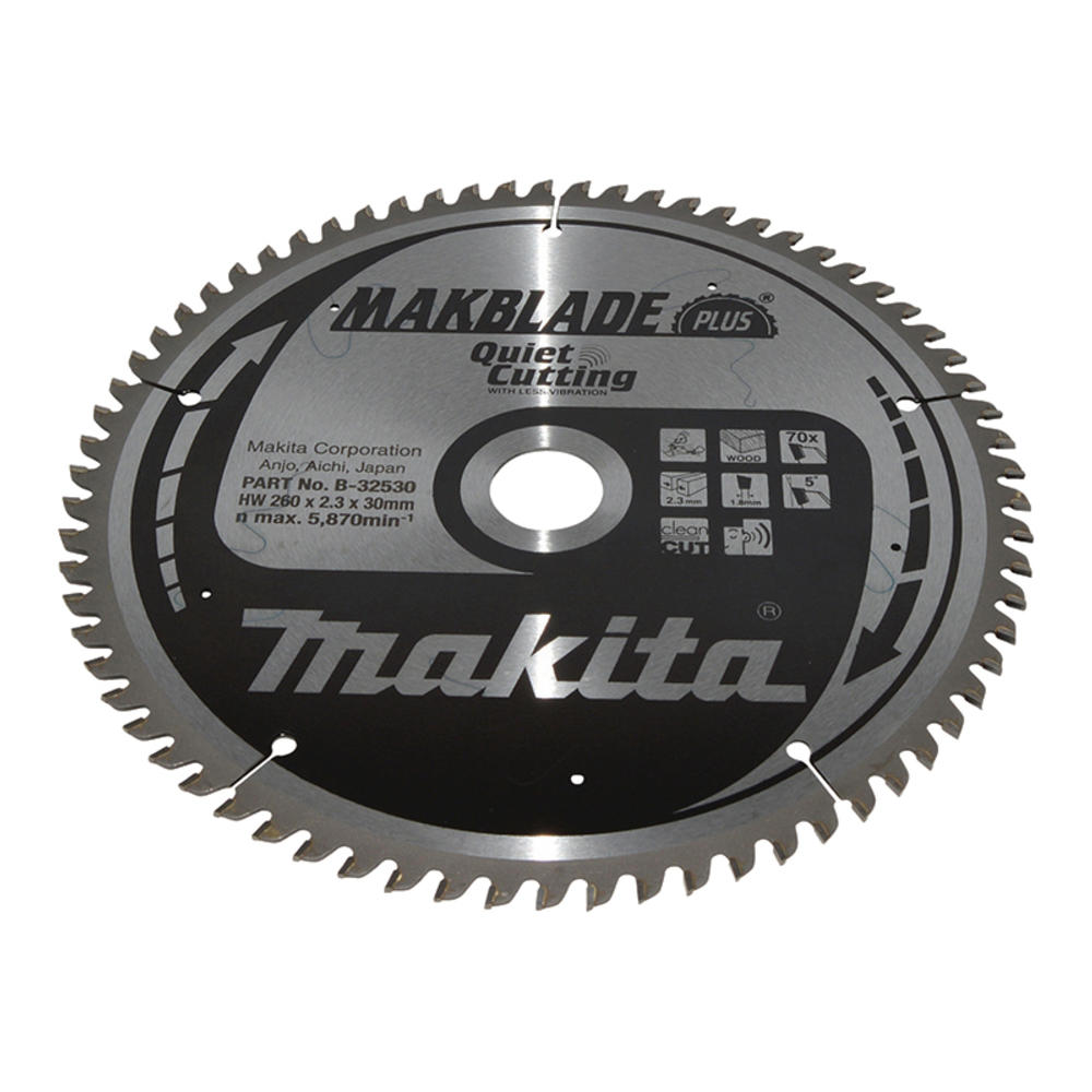 Makita MAKBLADE PLUS Circular Mitre Saw Blade for Wood 260mm 70T 30mm
