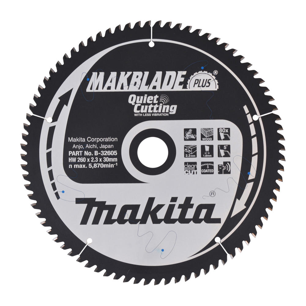 Makita MAKBLADE PLUS Circular Mitre Saw Blade for Wood 260mm 80T 30mm