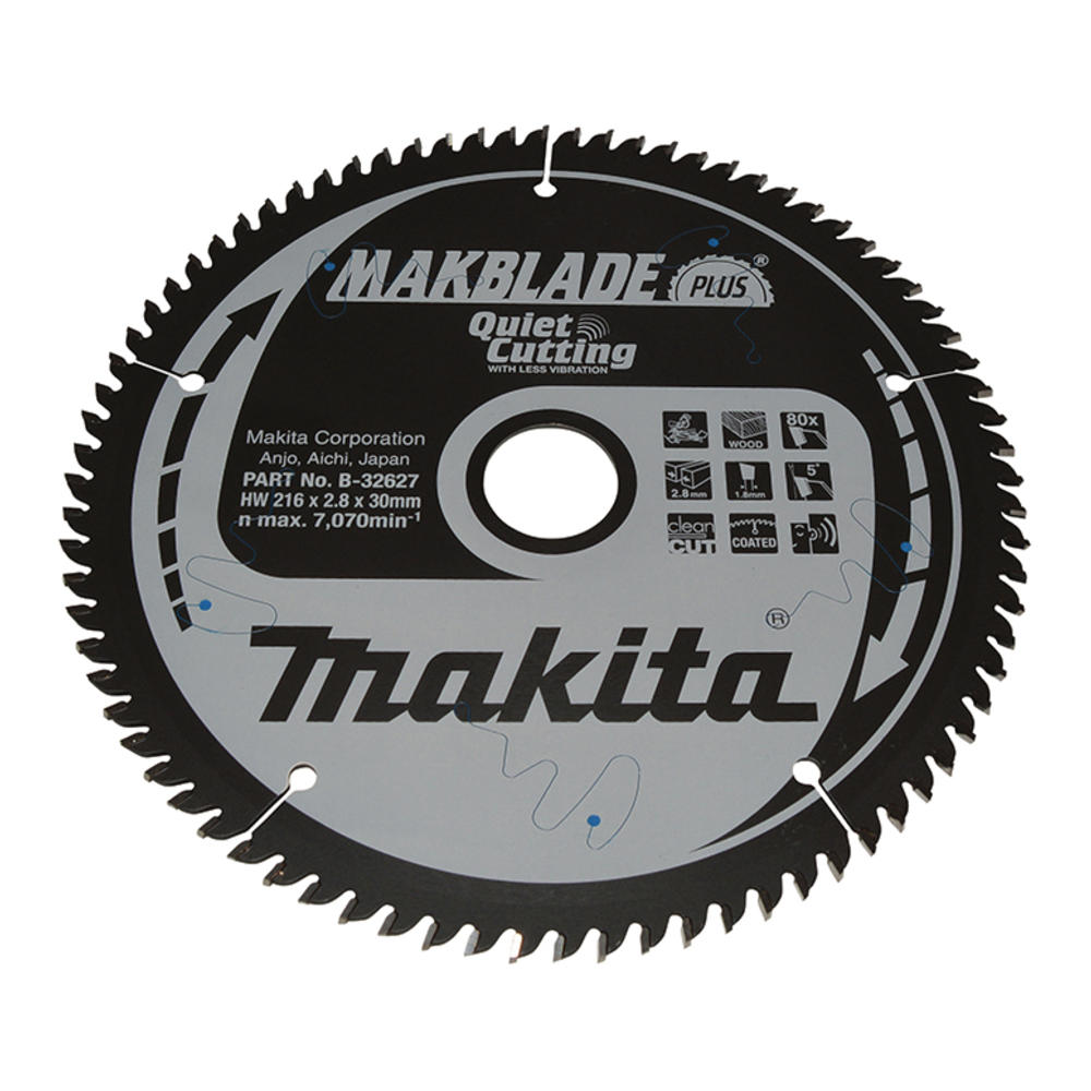 Makita MAKBLADE PLUS Circular Mitre Saw Blade for Wood 216mm 80T 30mm
