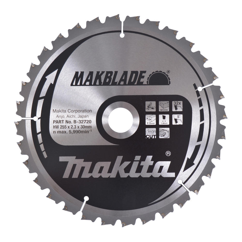Makita MAKBLADE Circular Saw Blade for Wood Cutting 255mm 32T 30mm