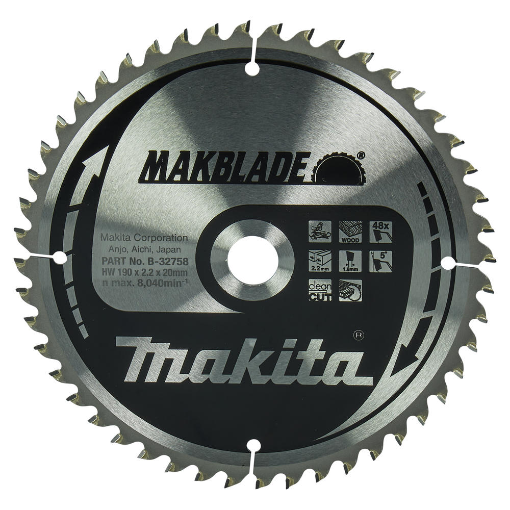 Makita MAKBLADE Circular Saw Blade for Wood Cutting 190mm 48T 20mm