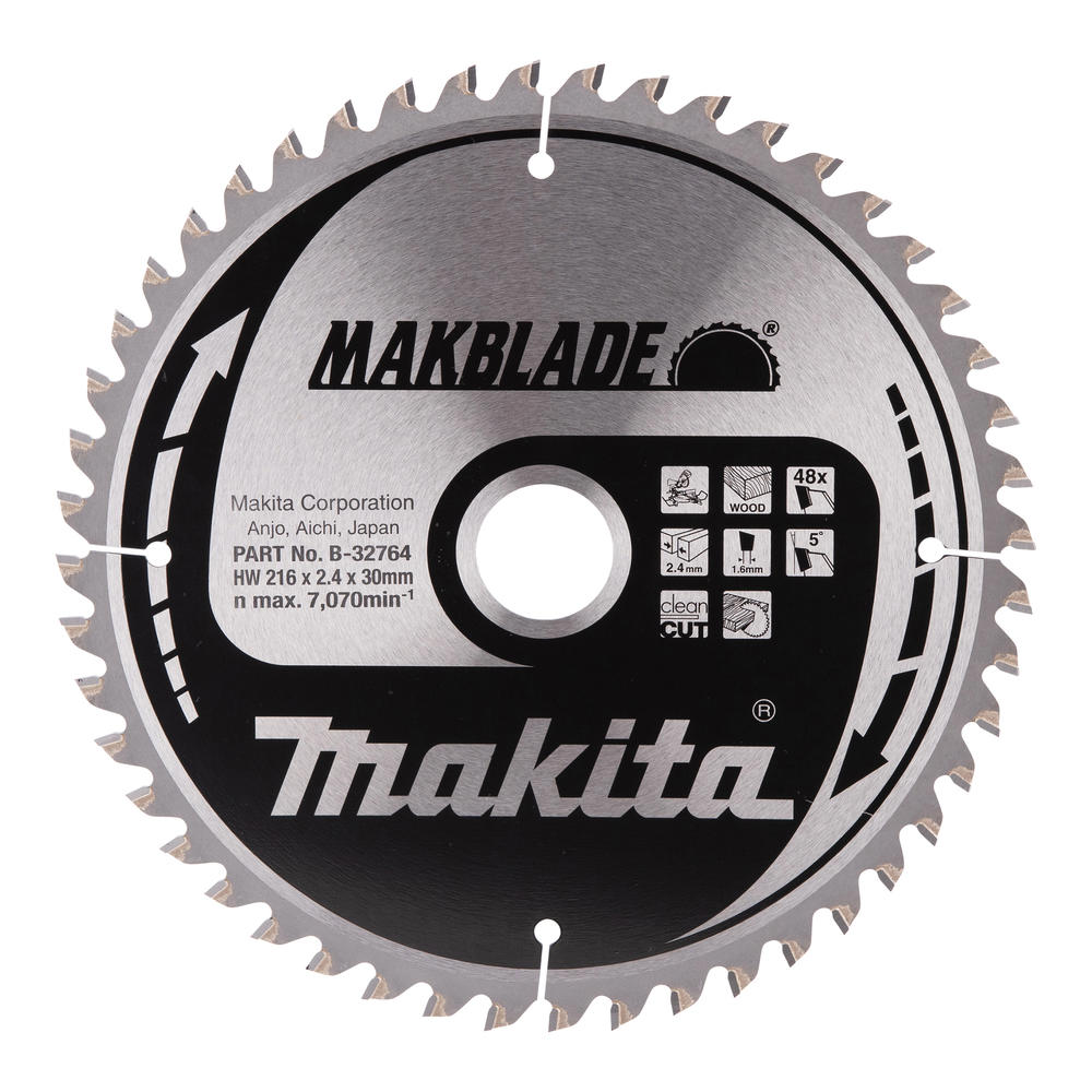 Makita MAKBLADE Circular Saw Blade for Wood Cutting 216mm 48T 30mm