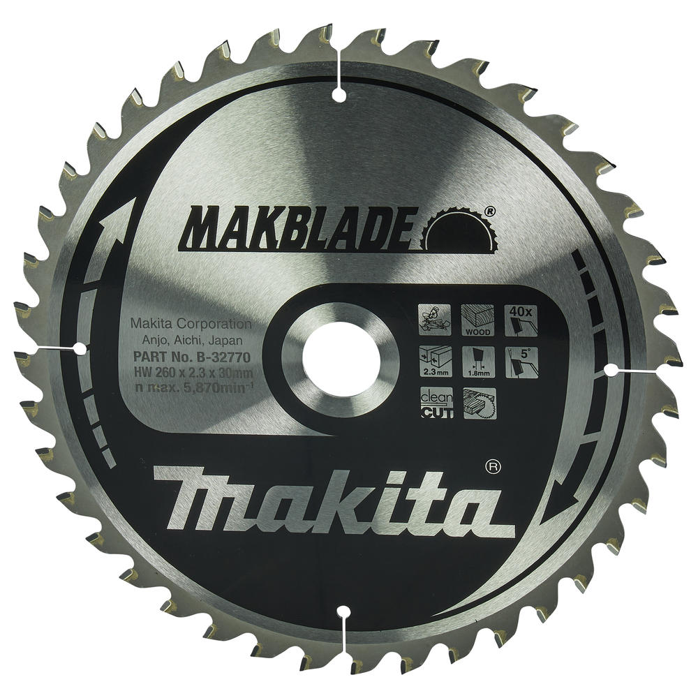 Makita MAKBLADE Circular Saw Blade for Wood Cutting 260mm 40T 30mm