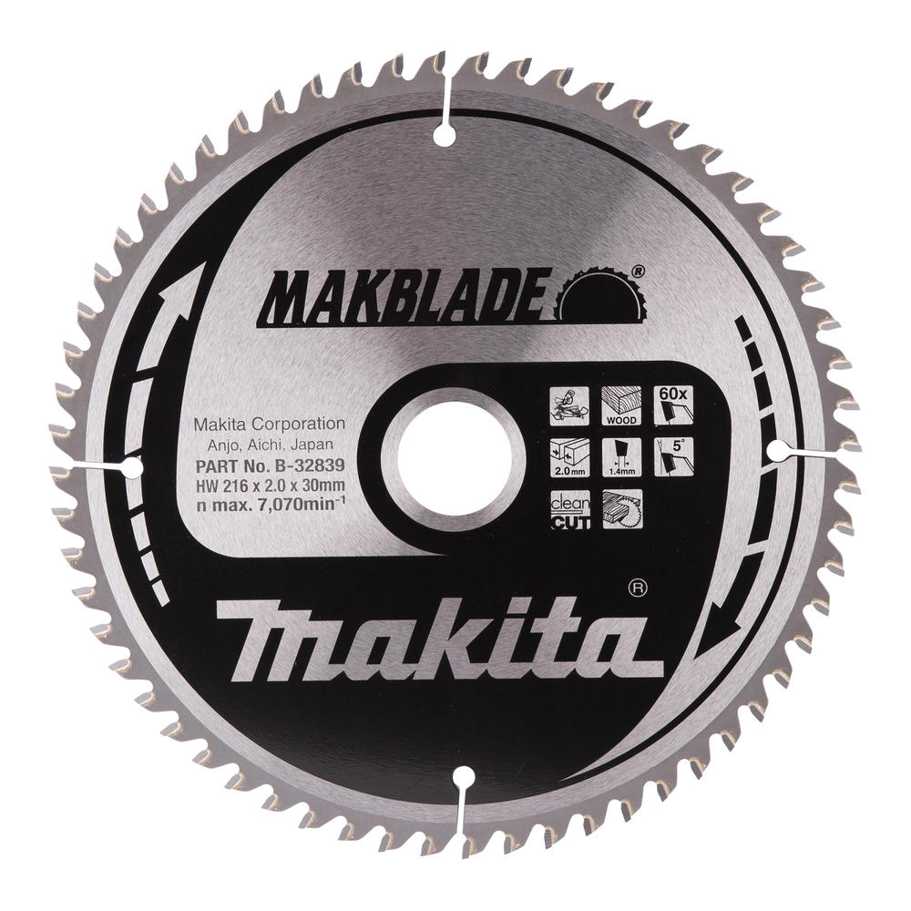 Makita MAKBLADE Circular Saw Blade for Wood Cutting 216mm 60T 30mm