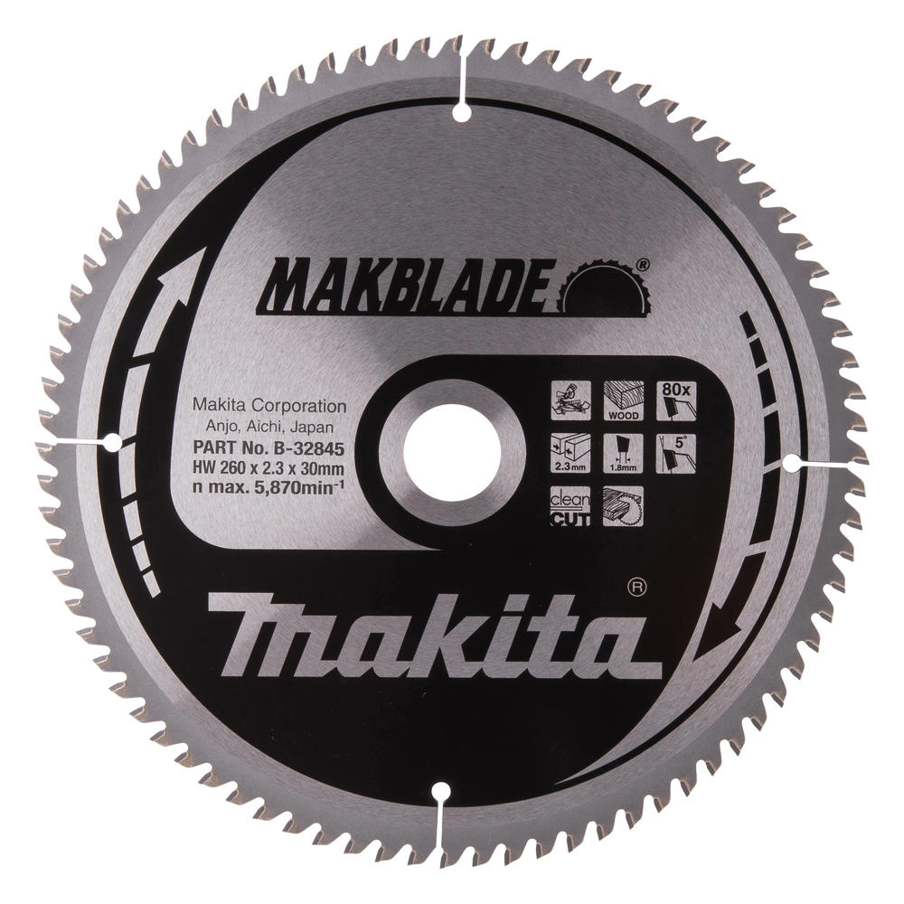 Makita MAKBLADE Circular Saw Blade for Wood Cutting 260mm 80T 30mm