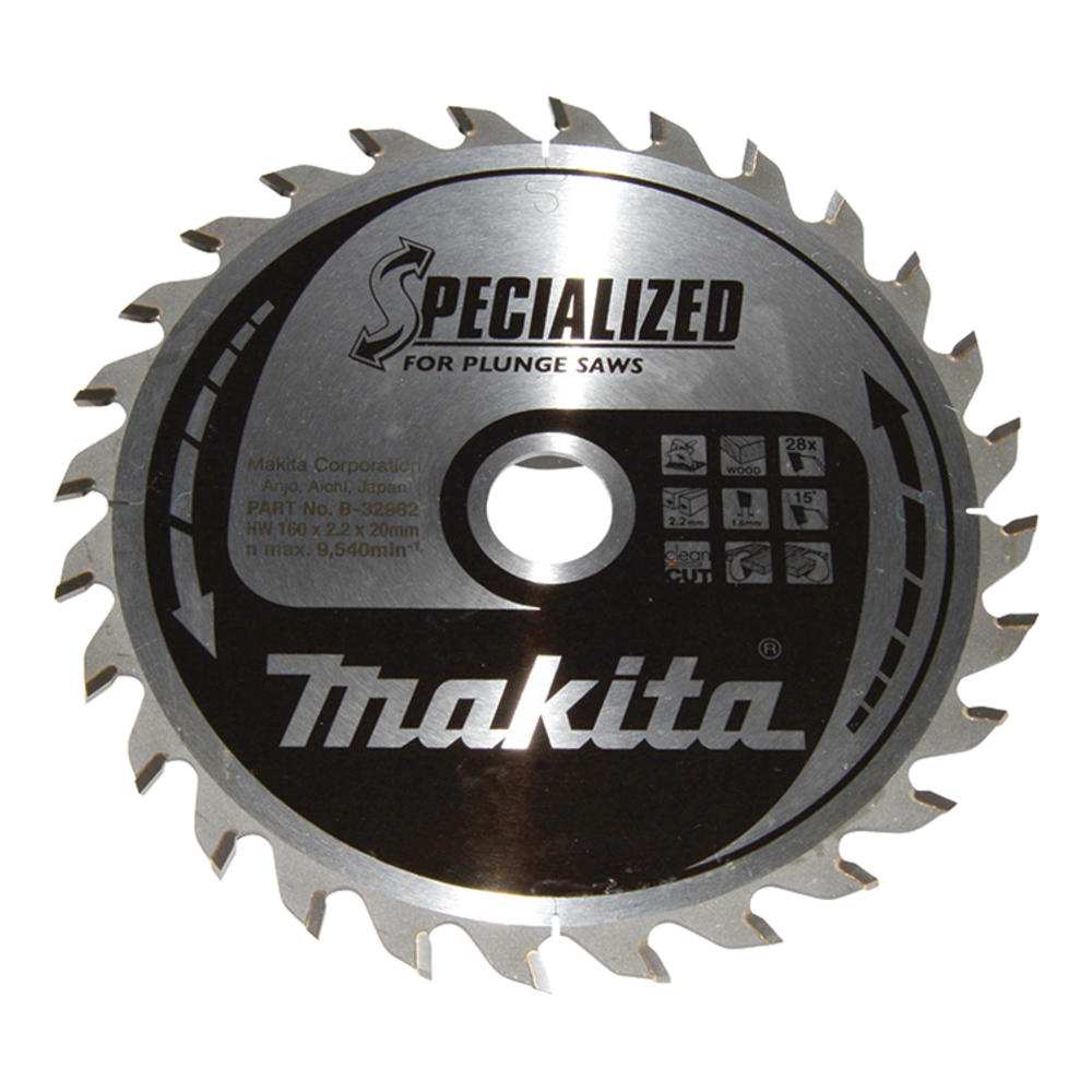 Makita Specialized Circular Plunge Saw Blade For Wood Cutting 160mm 28t 20mm