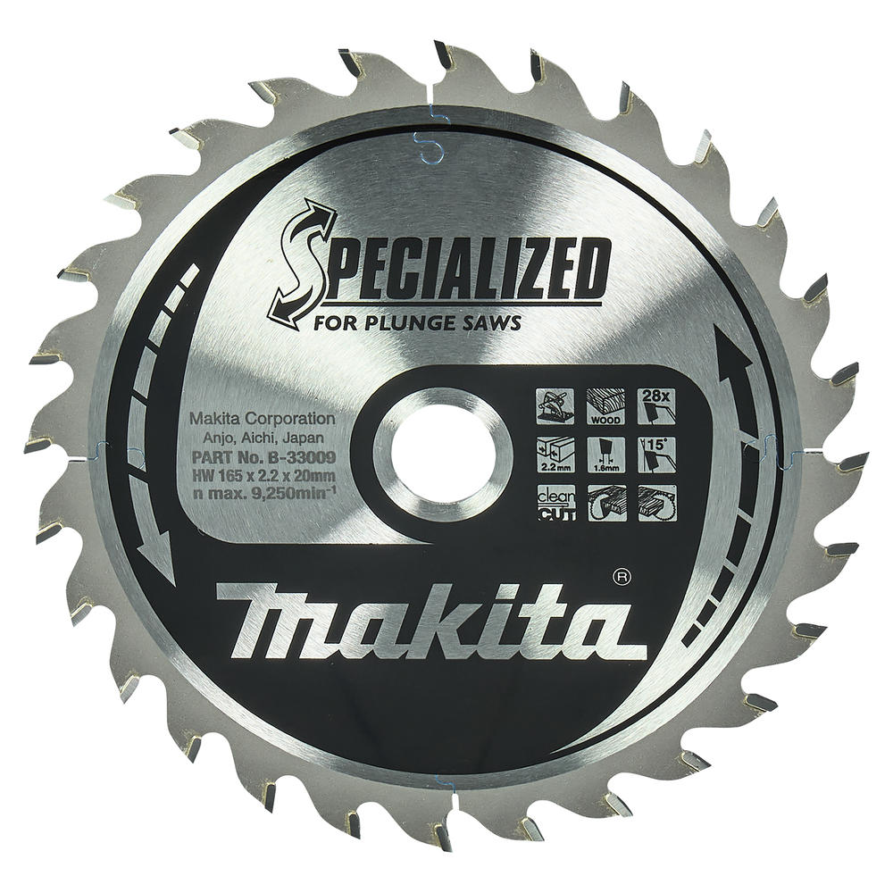 Makita SPECIALIZED Circular Plunge Saw Blade for Wood Cutting 165mm 28T 20mm