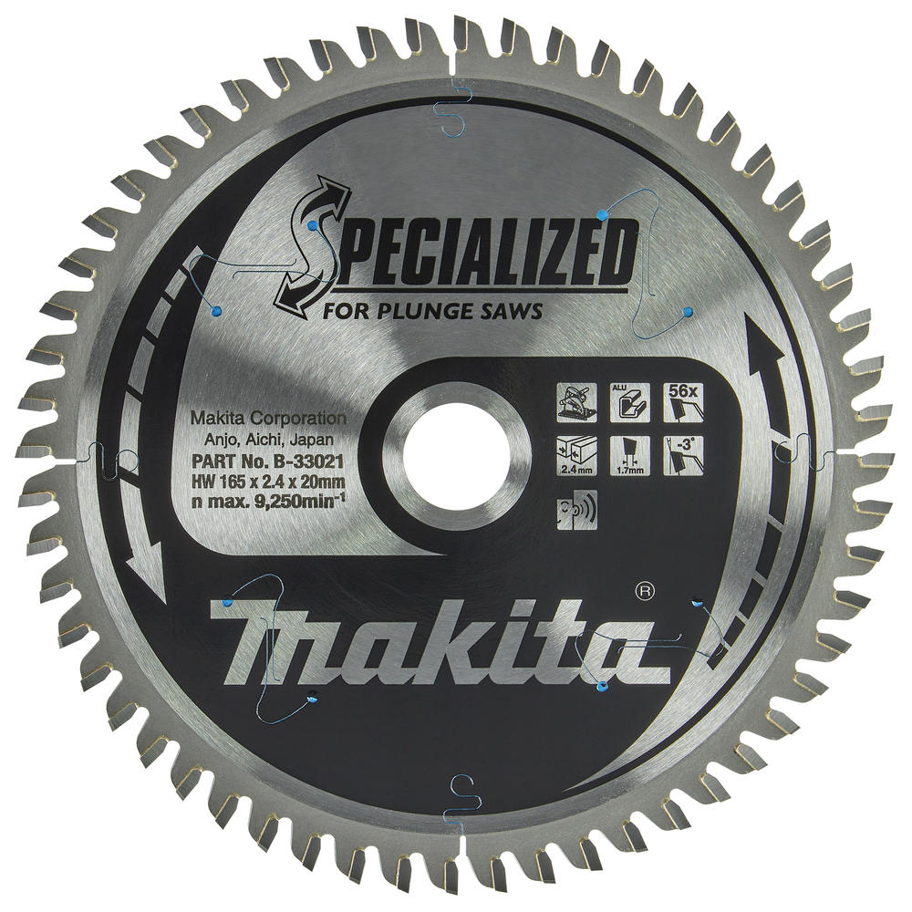 Makita SPECIALIZED Circular Plunge Saw Blade for Aluminium 165mm 56T 20mm
