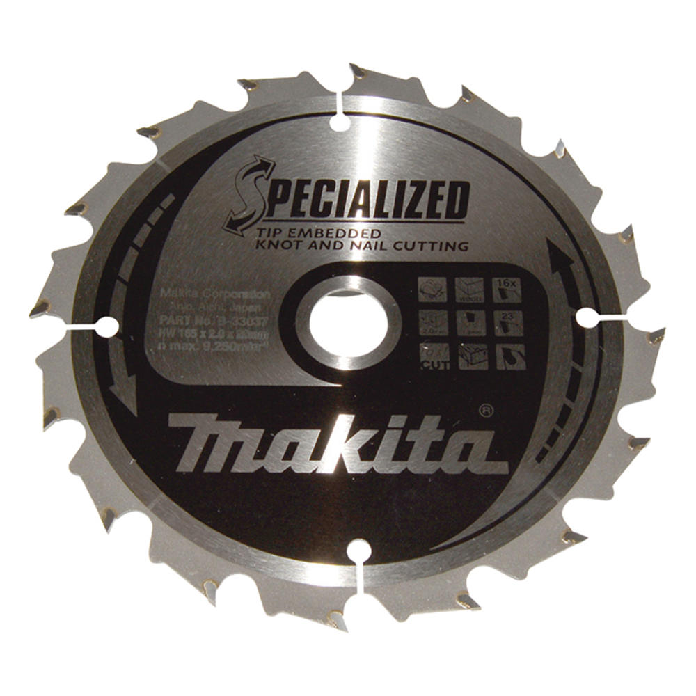 Makita SPECIALIZED Circular Saw Blade for Knot and Nail Cutting 165mm 16T 20mm