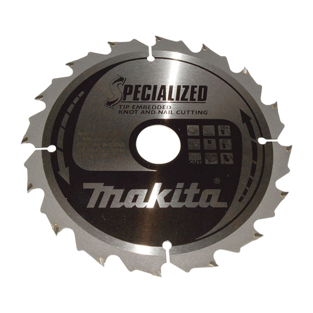 Makita Specialized Circular Saw Blade For Knot And Nail Cutting 185mm 16t 30mm