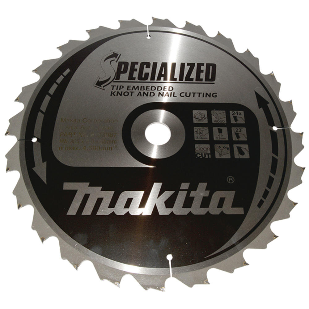Makita Specialized Circular Saw Blade For Knot And Nail Cutting 355mm 24t 30mm