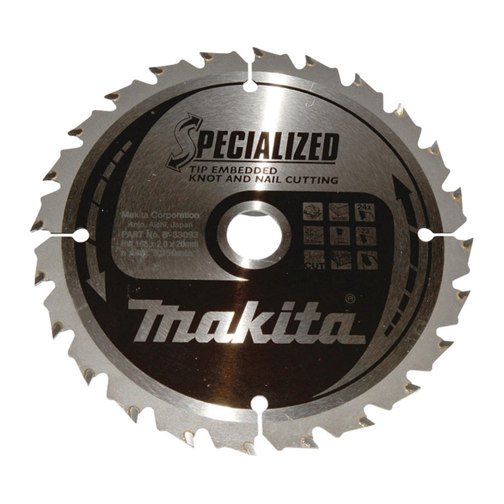 Makita SPECIALIZED Circular Saw Blade for Knot and Nail Cutting 165mm 24T 20mm