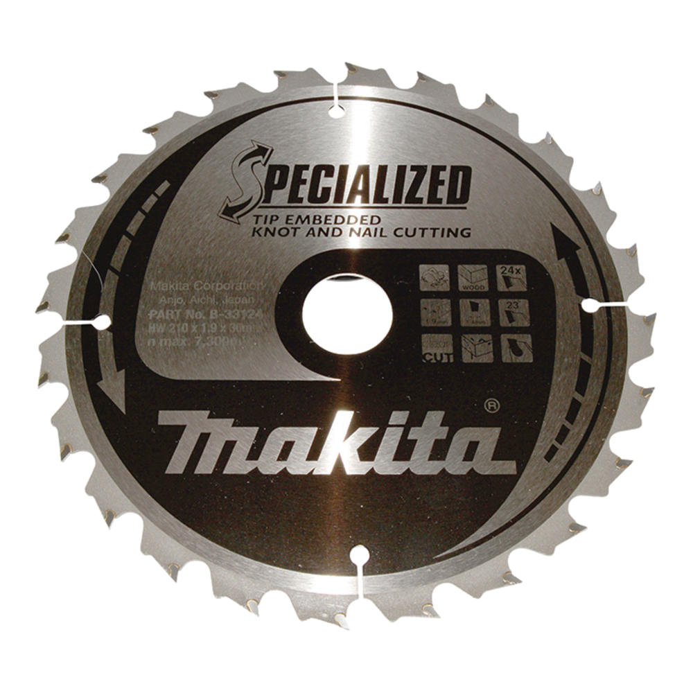 Makita Specialized Circular Saw Blade For Knot And Nail Cutting 210mm 24t 30mm