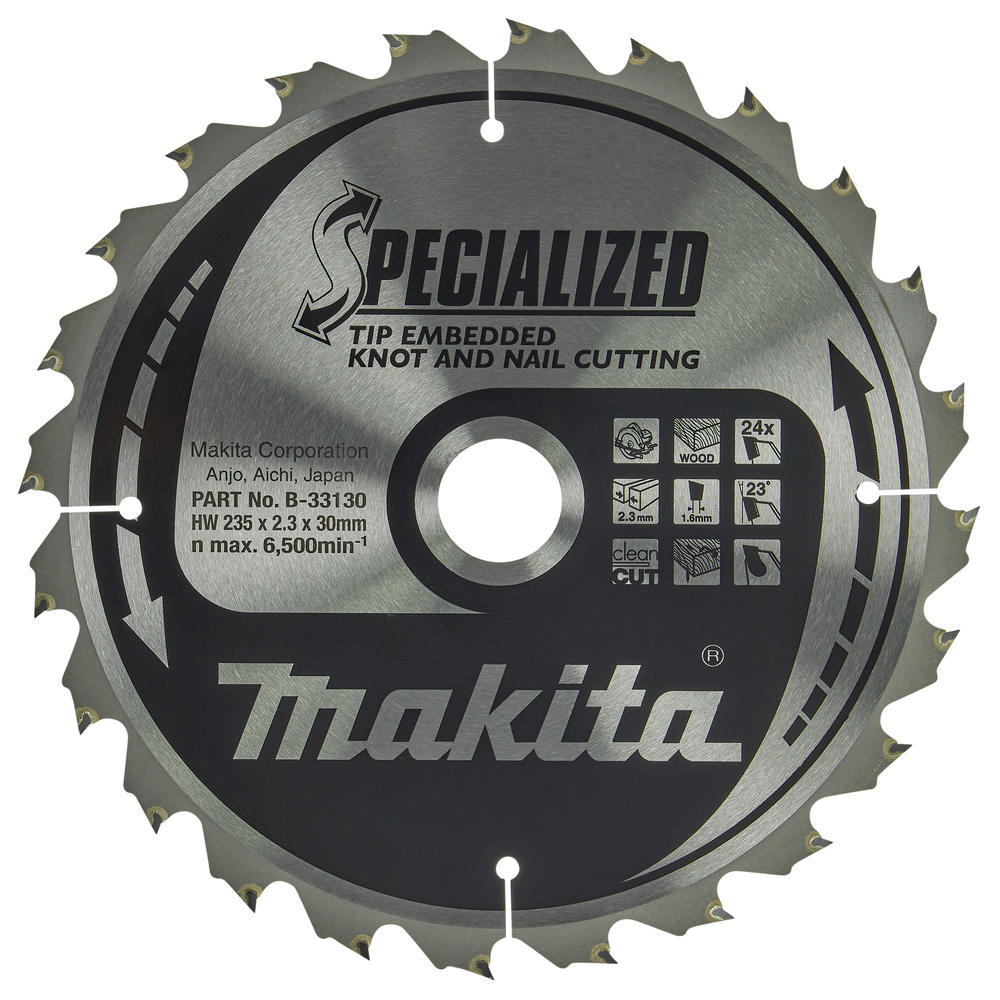 Makita Specialized Circular Saw Blade For Knot And Nail Cutting 235mm 24t 30mm