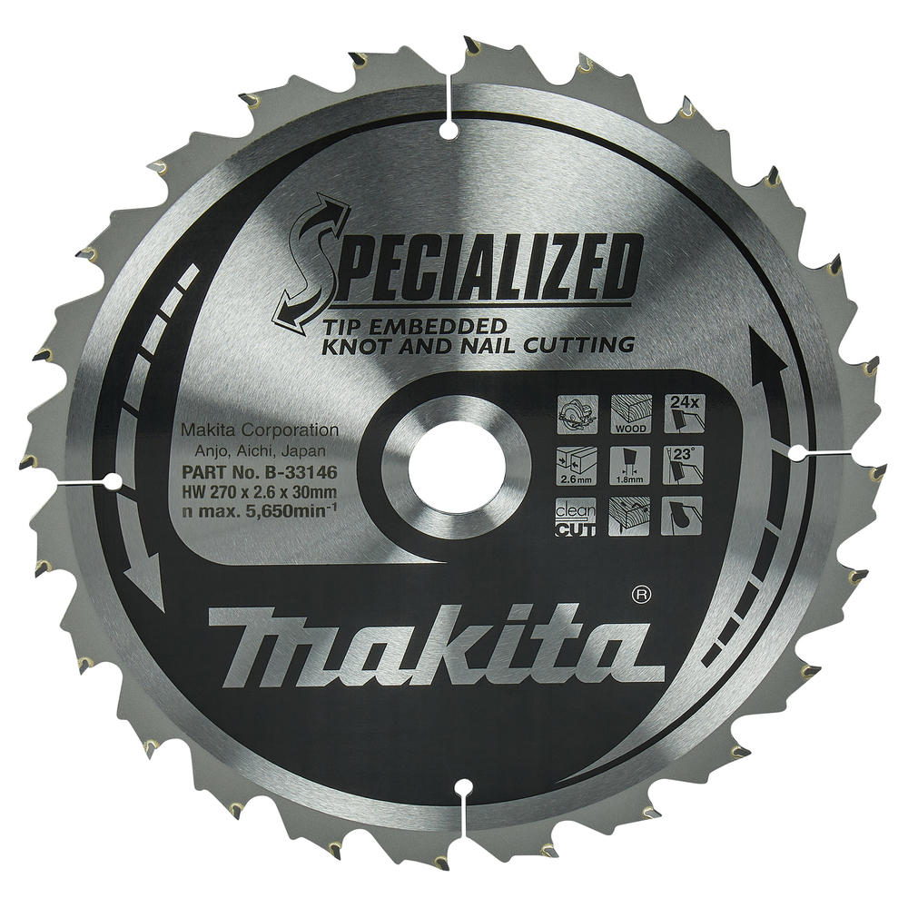 Makita Specialized Circular Saw Blade For Knot And Nail Cutting 270mm 24t 30mm