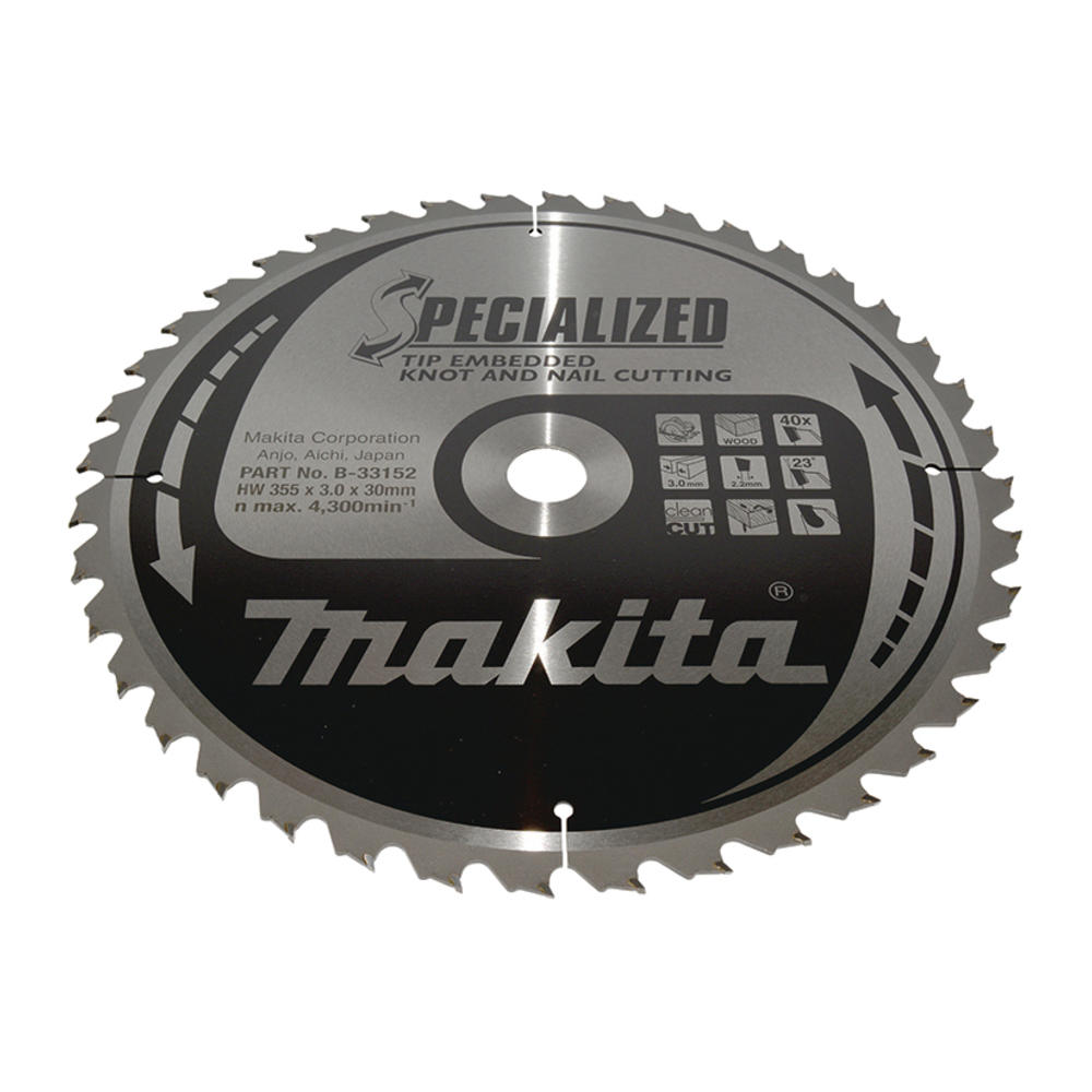 Makita Specialized Circular Saw Blade For Knot And Nail Cutting 355mm 40t 30mm