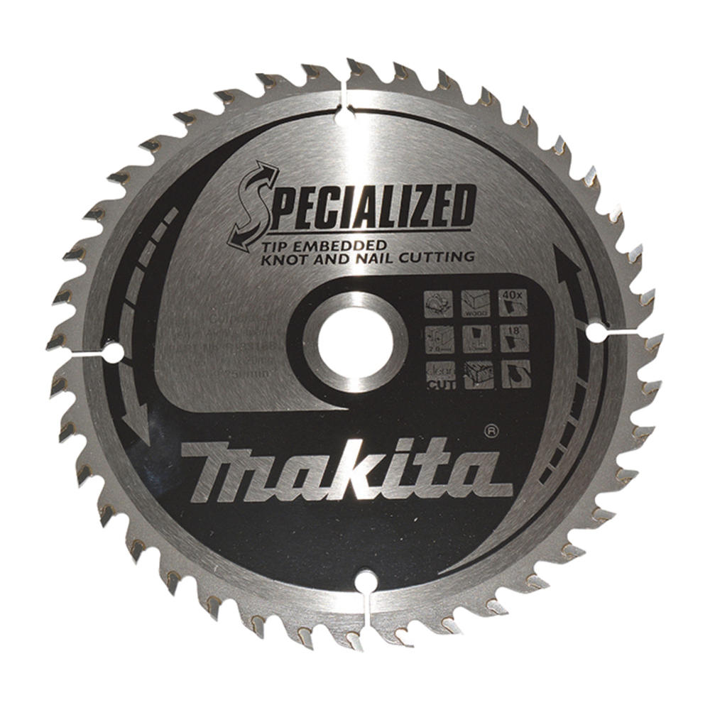 Makita SPECIALIZED Circular Saw Blade for Knot and Nail Cutting 165mm 40T 20mm
