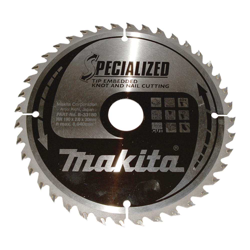 Makita SPECIALIZED Circular Saw Blade for Knot and Nail Cutting 190mm 40T 30mm