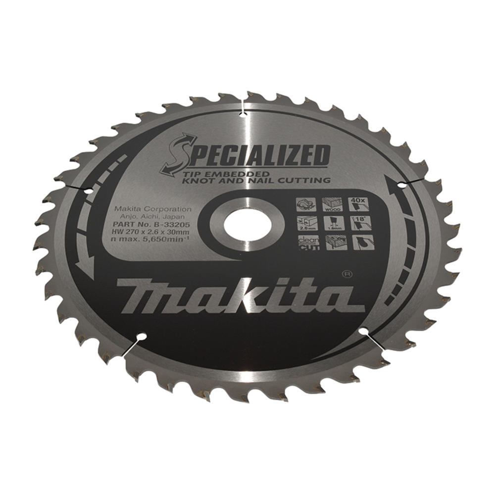 Makita Specialized Circular Saw Blade For Knot And Nail Cutting 270mm 40t 30mm