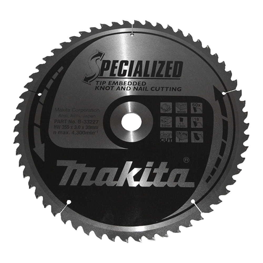 Makita Specialized Circular Saw Blade For Knot And Nail Cutting 355mm 60t 30mm