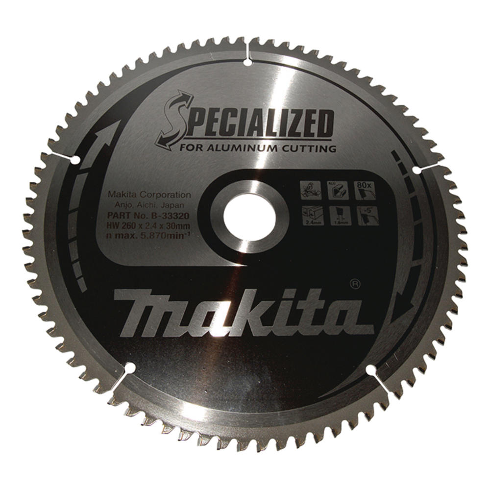 Makita SPECIALIZED Circular Saw Blade for Aluminium Cutting 260mm 80T 30mm