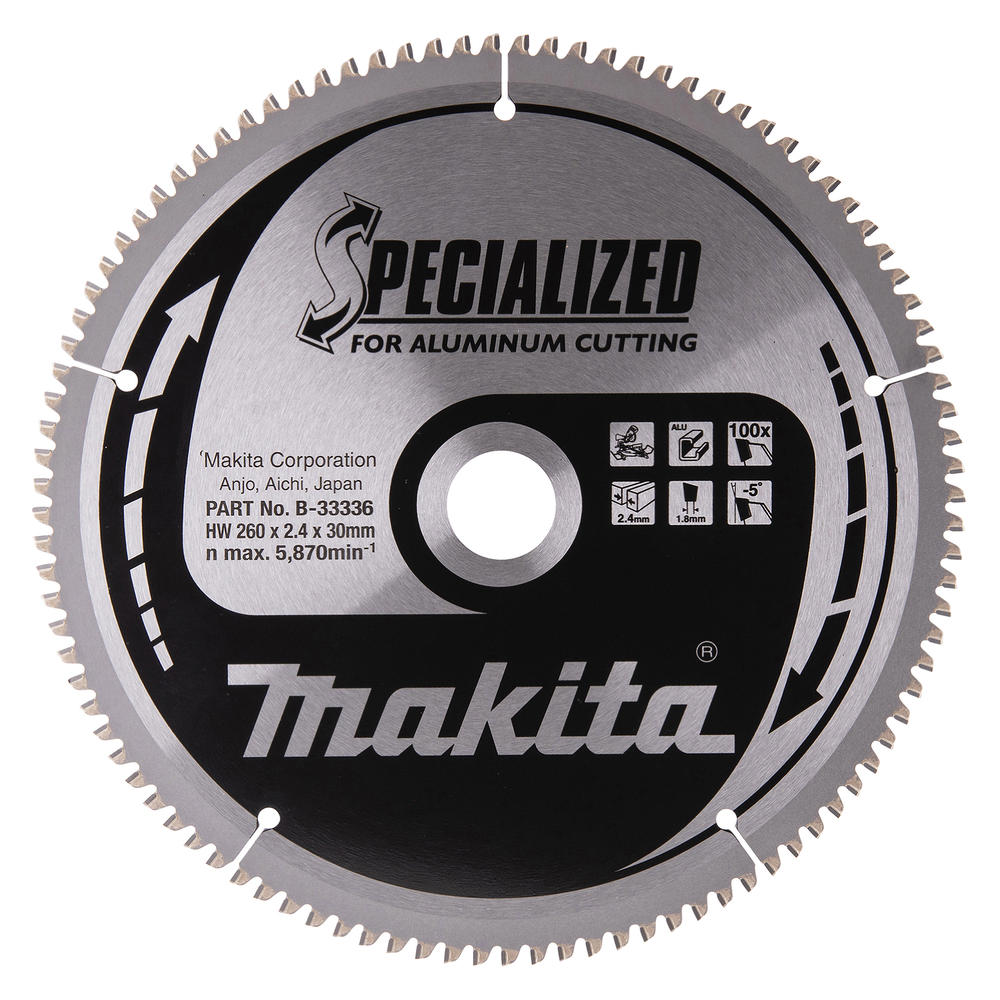 Makita SPECIALIZED Circular Saw Blade for Aluminium Cutting 260mm 100T 30mm