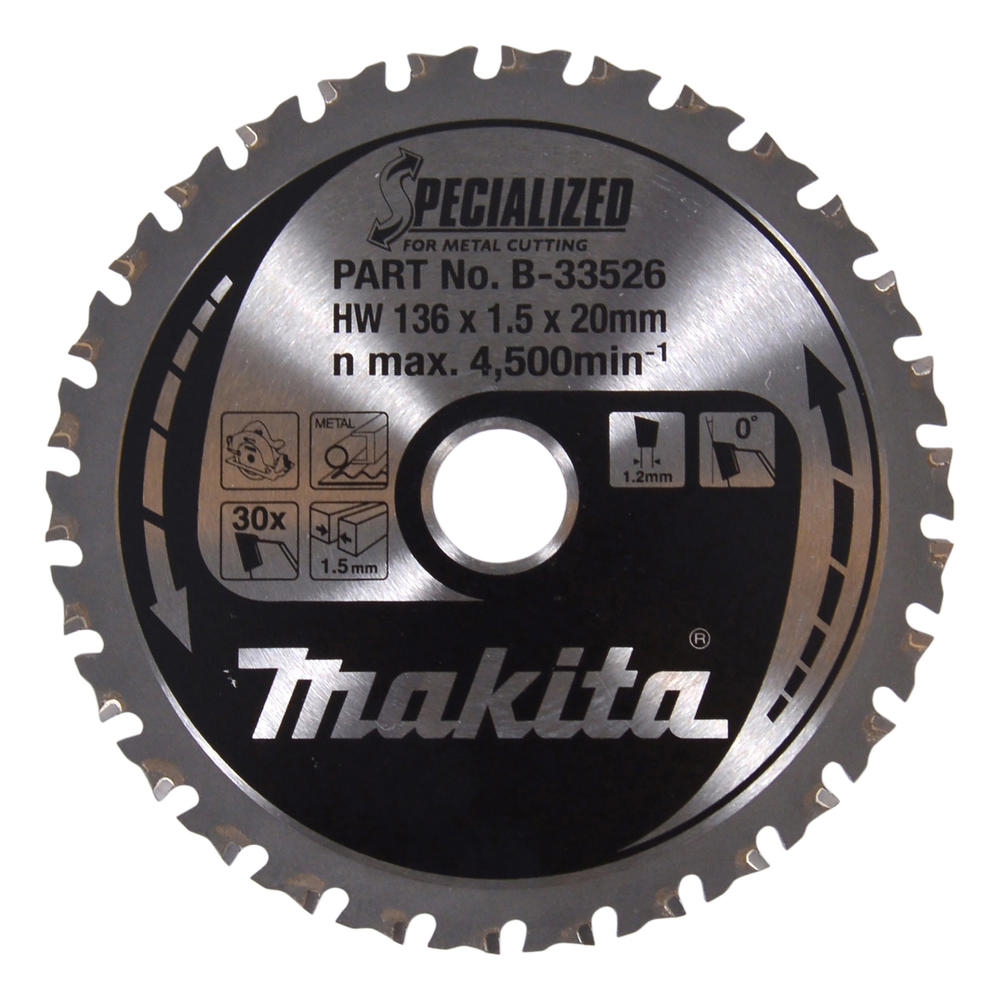 Makita SPECIALIZED Circular Saw Blade for Mild Steel Cutting 136mm 30T 20mm