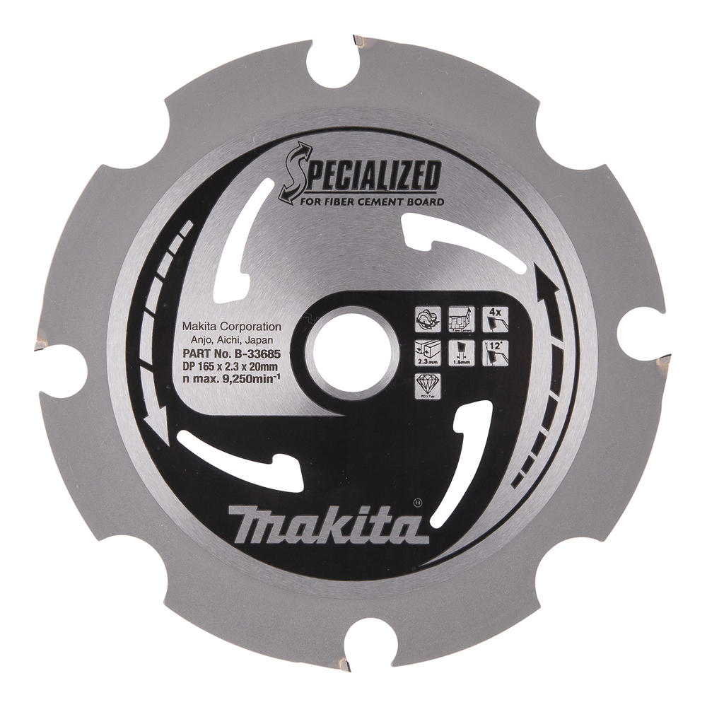Makita SPECIALIZED PCD Circular Saw Blade for Fiber Cement Board 165mm 4T 20mm