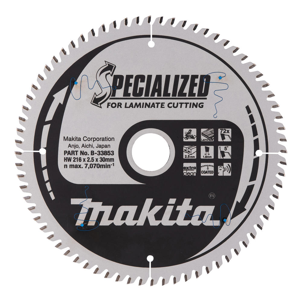 Makita Specialized Circular Saw Blade For Laminate Cutting 216mm 72t 30mm