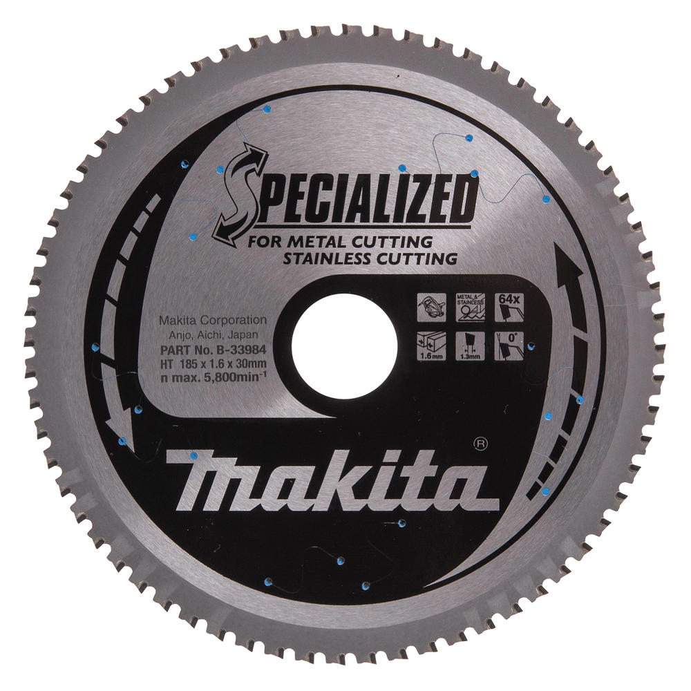 Makita Specialized Circular Saw Blade For Stainless Steel Cutting 185mm 64t 30mm