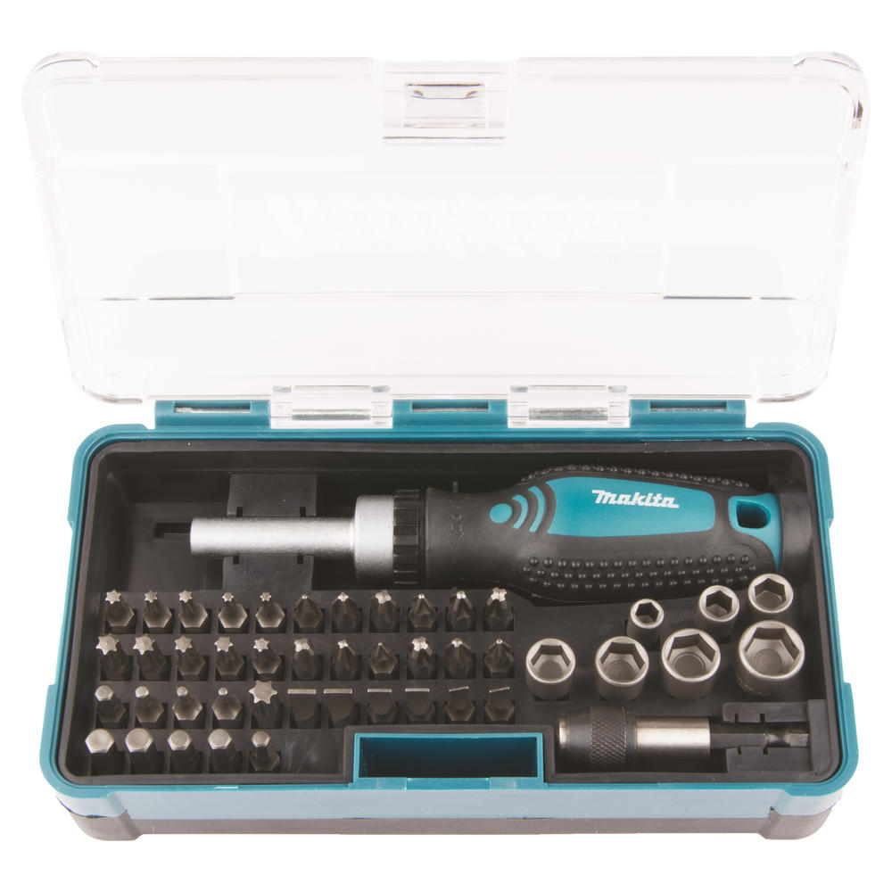 Makita 47 Piece 1/4" Drive Ratchet Screwdriver, Bit and Socket Set