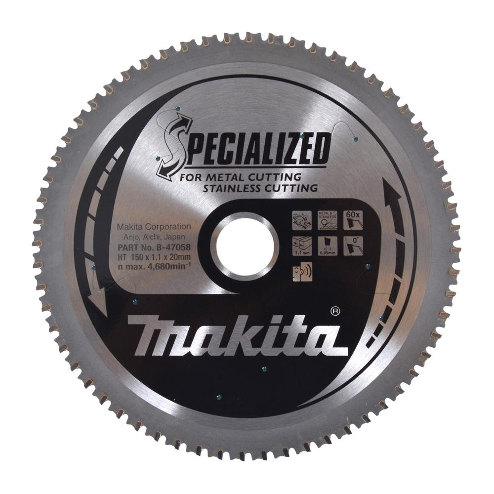 Makita SPECIALIZED Circular Saw Blade for Stainless Steel Cutting 150mm 60T 20mm
