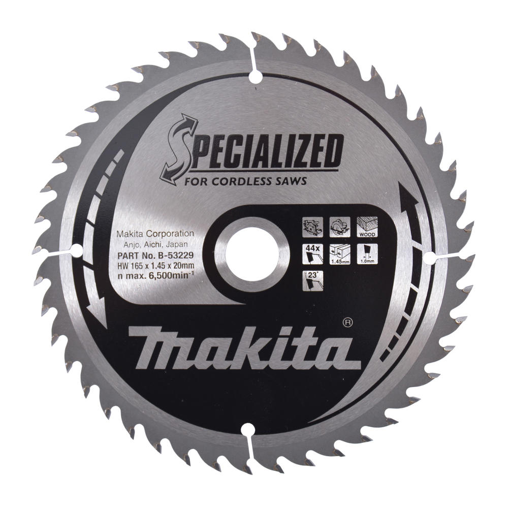 Makita Specialized Cordless Circular Saw Blade For Wood Cutting 165mm 44t 20mm