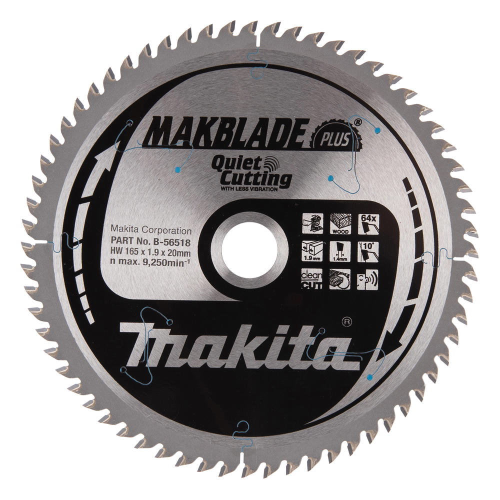 Makita MAKBLADE PLUS Circular Mitre Saw Blade for Wood 165mm 64T 20mm