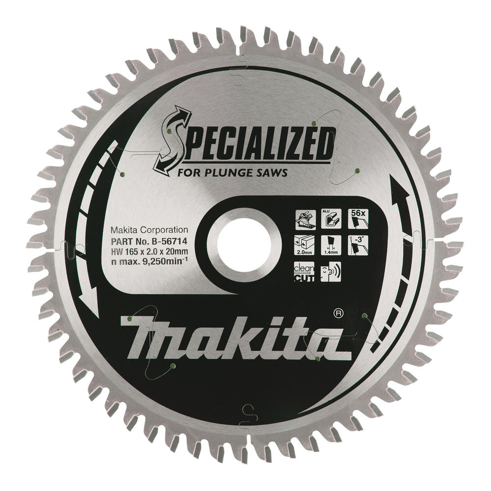Makita SPECIALIZED Plunge Saw Aluminium Cutting Saw Blade 165mm 56T 20mm