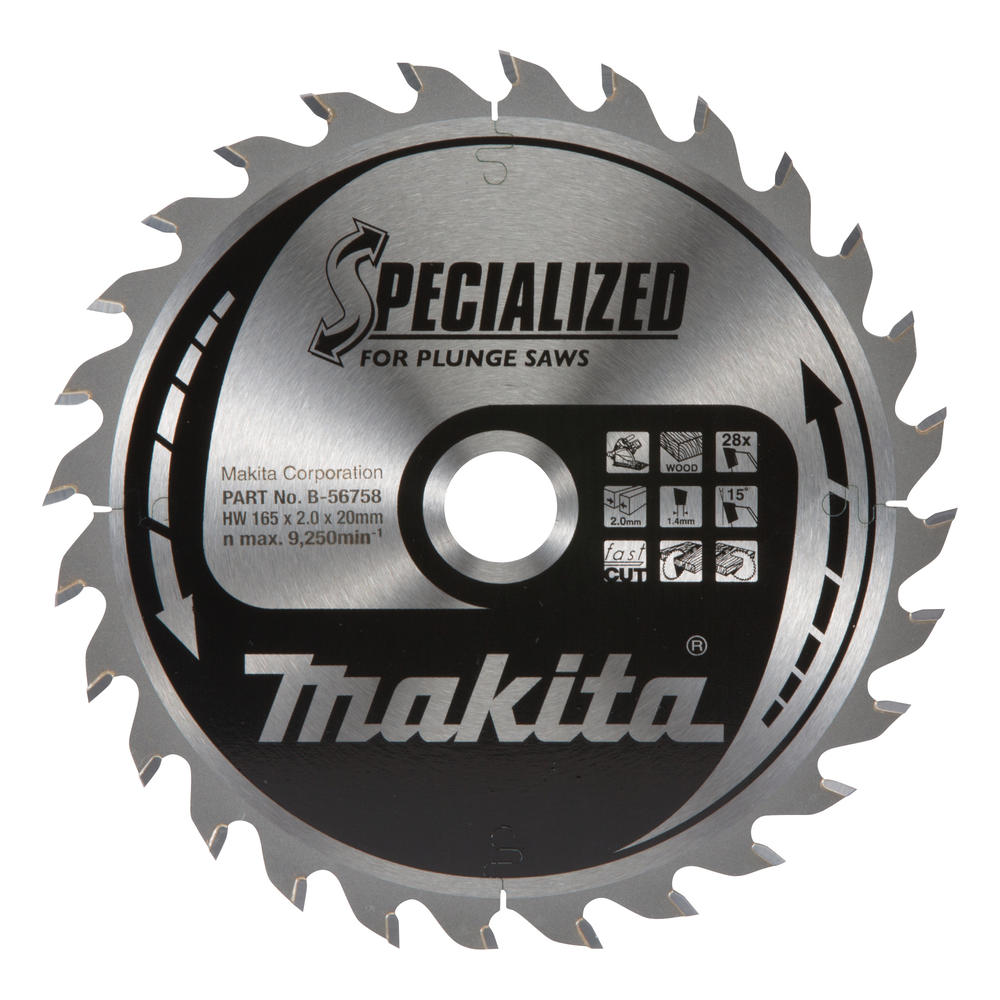Makita Specialized Circular Plunge Saw Blade For Wood Cutting 165mm 28t 20mm