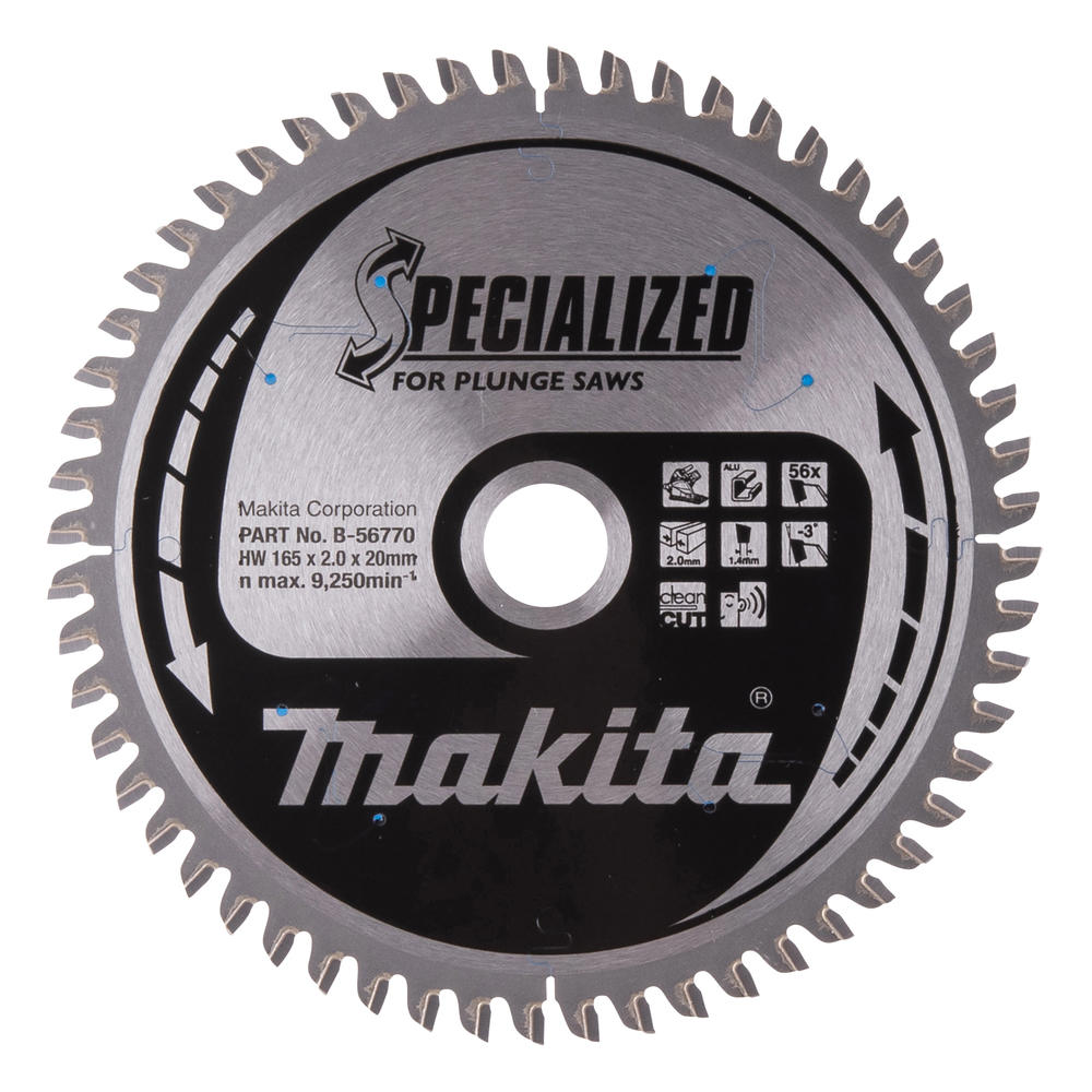 Makita SPECIALIZED Circular Plunge Saw Blade for Aluminium 165mm 56T 20mm