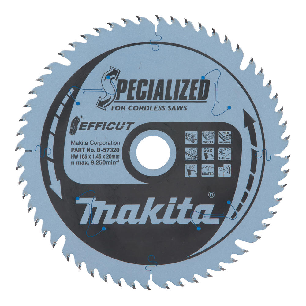 Makita Specialized Cordless Wood Cutting Saw Blade 165mm 56t 20mm
