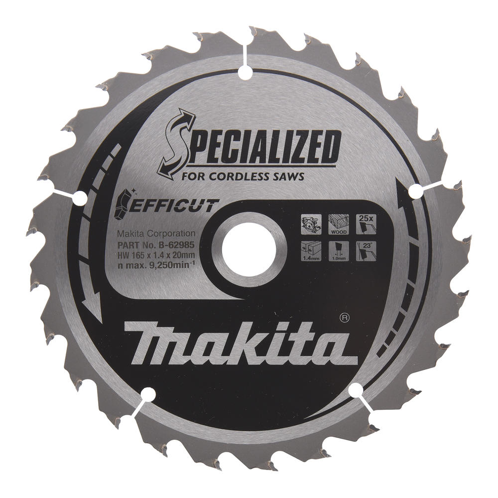 Makita Specialized Efficut Circular Saw Blade For Wood Cutting 165mm 25t 20mm
