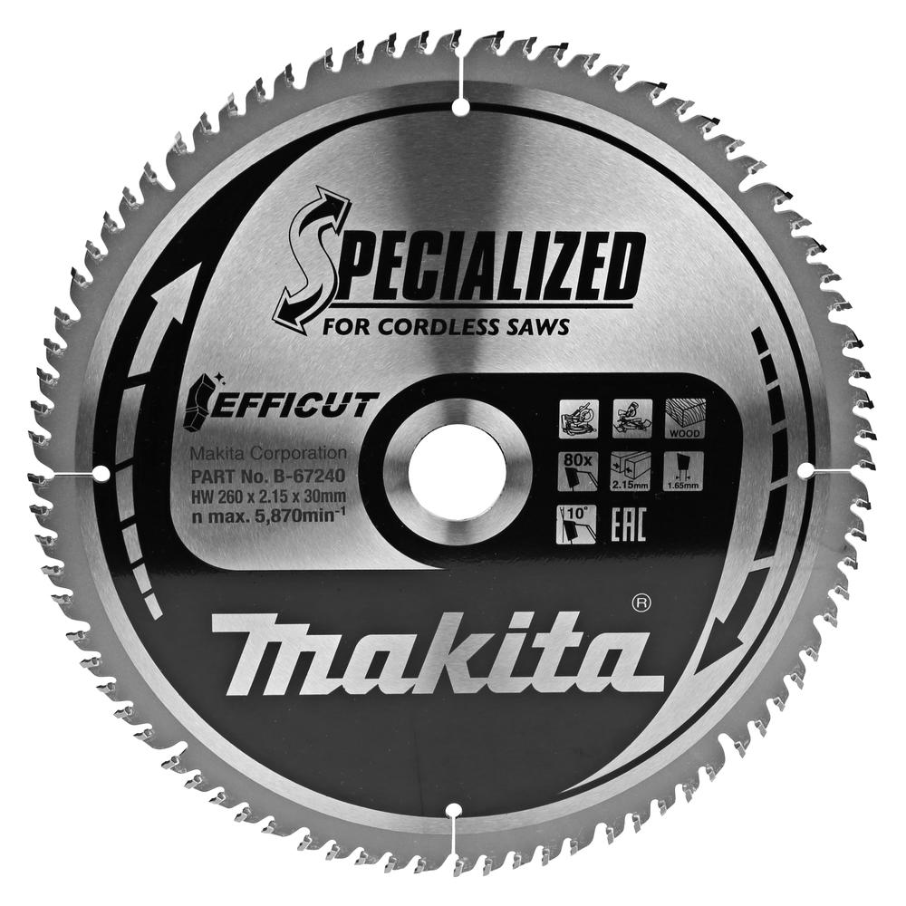 Makita SPECIALIZED Efficut Wood Cutting Saw Blade 260mm 80T 30mm