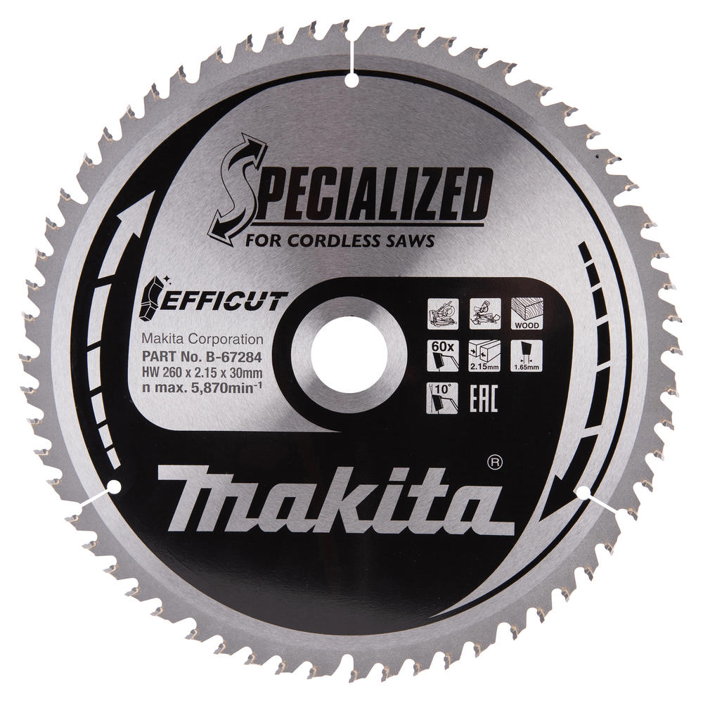 Makita SPECIALIZED Efficut Circular Saw Blade for Wood Cutting 260mm 60T 30mm