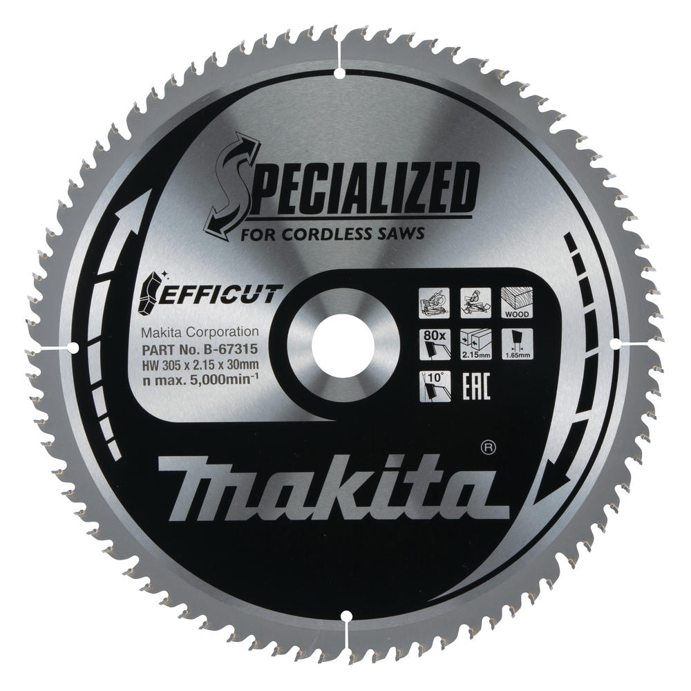 Makita SPECIALIZED Efficut Circular Saw Blade for Wood Cutting 305mm 80T 30mm