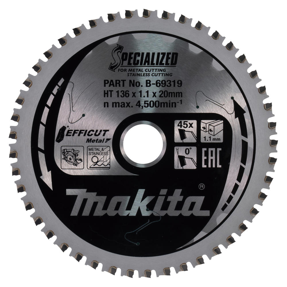 Makita SPECIALIZED Efficut Circular Saw Blade for Stainless Steel 136mm 45T 20mm