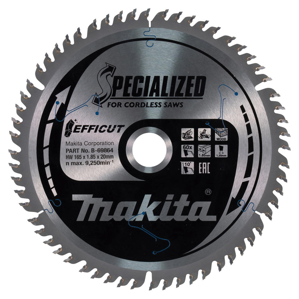 Makita SPECIALIZED Efficut Circular Saw Blade for Wood Cutting 165mm 60T 20mm