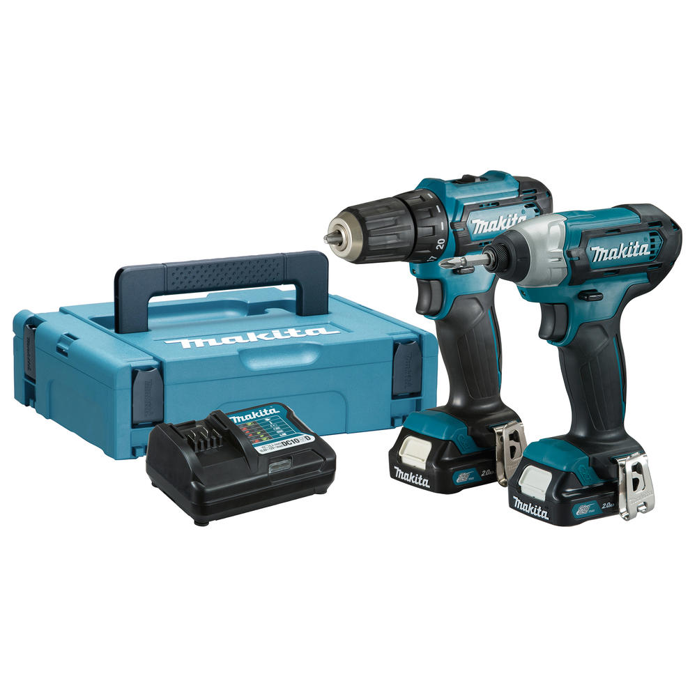 Makita CLX224AJ 12v Max CXT Cordless Drill Driver and Impact Driver Kit 2 x 2ah Li-ion Battery Charger Case