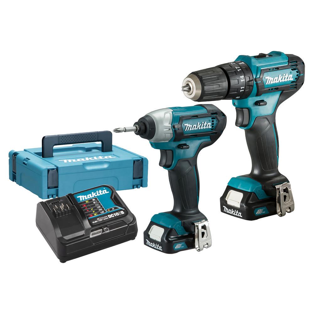 Makita CLX228AJ 12v Max CXT Cordless Combi Drill and Impact Driver Kit 2 x 2ah Li-ion Battery Charger Case